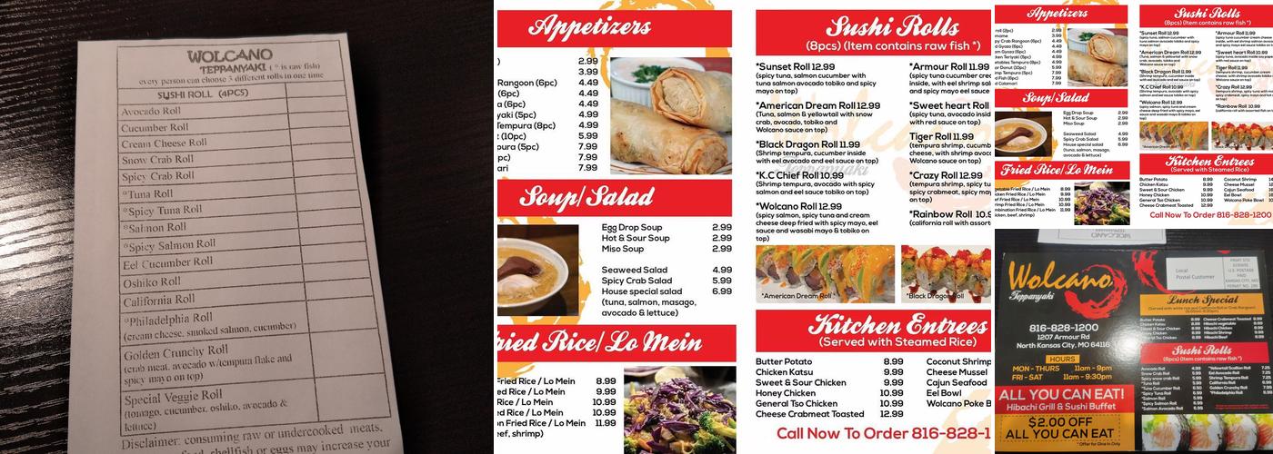 Wolcano Teppanyaki Menu