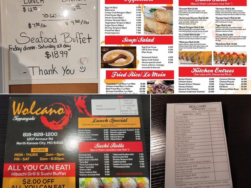 Wolcano Teppanyaki Menu