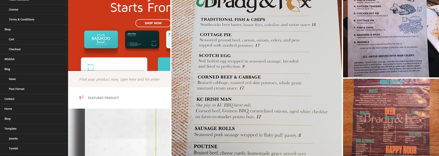 Brady & Fox Menu