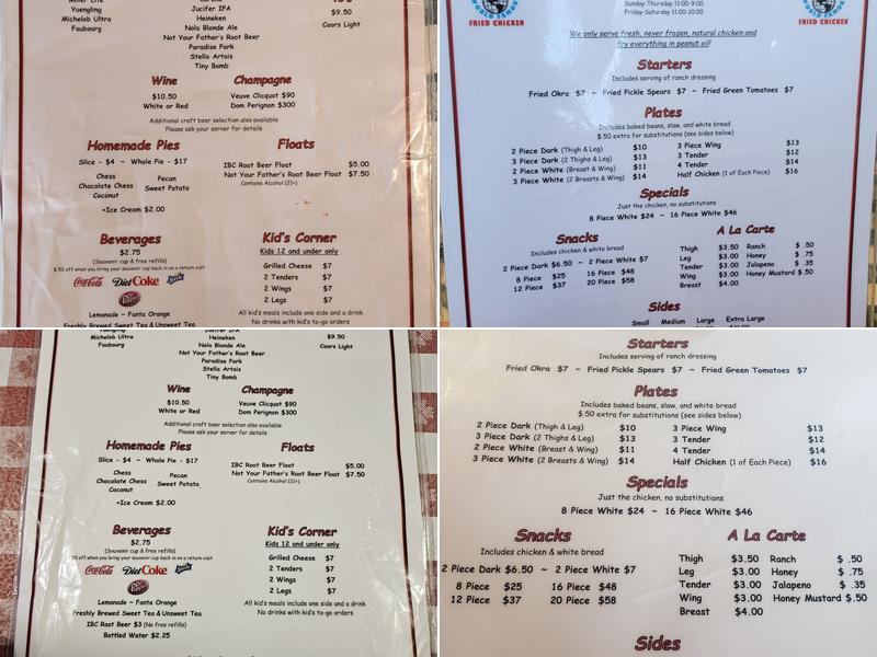 Gus's World Famous Fried Chicken Menu
