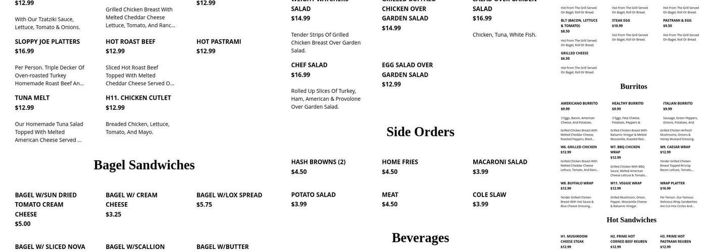 Bagel Nosh of Livingston Menu