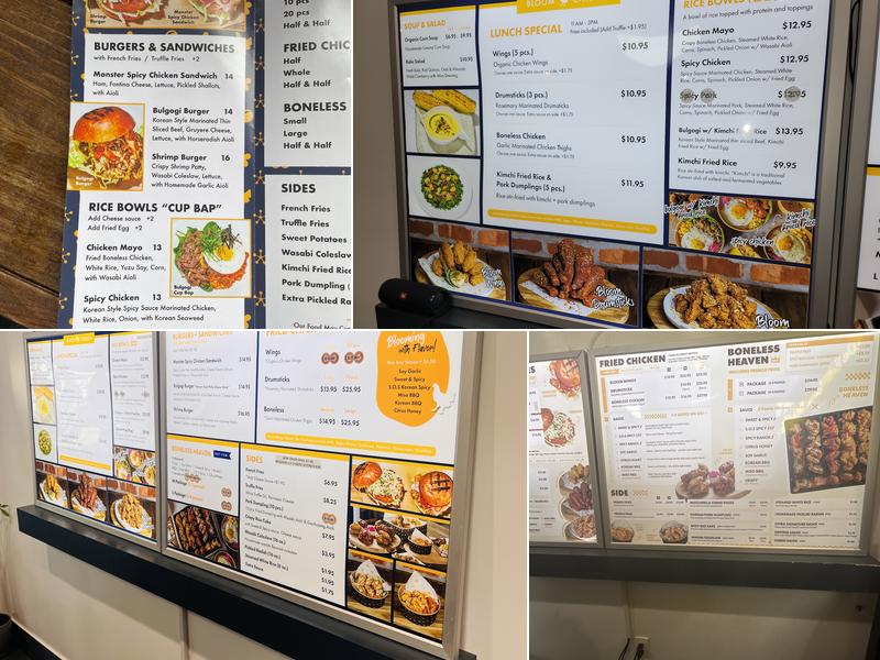 Bloom chicken Menu
