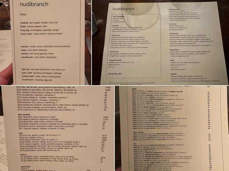 Nudibranch Menu