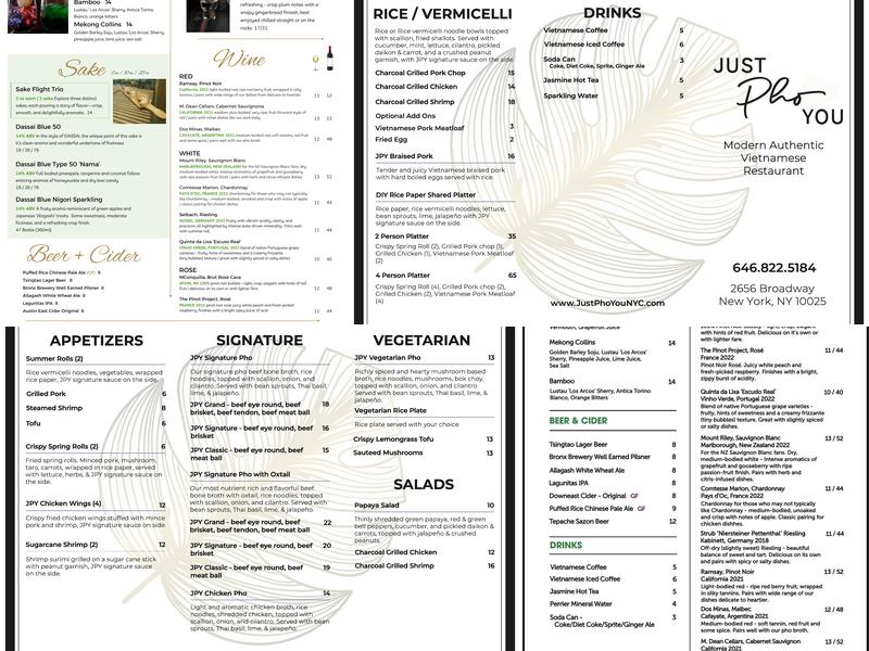 Just Pho You Menu