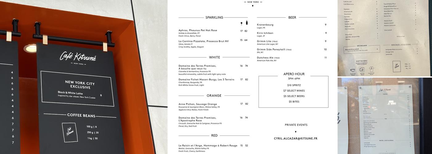Café Kitsuné Boerum Hill Menu