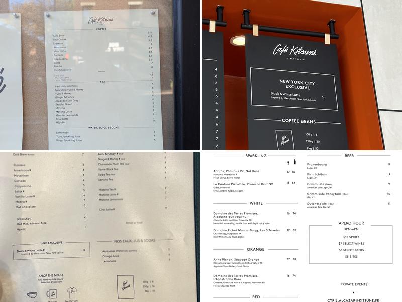 Café Kitsuné Boerum Hill Menu