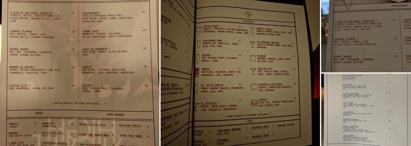 High Violet Menu