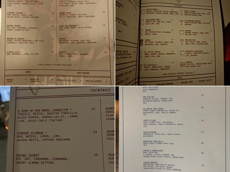 High Violet Menu
