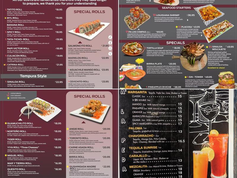 Sinaloa Factory Danforth Menu