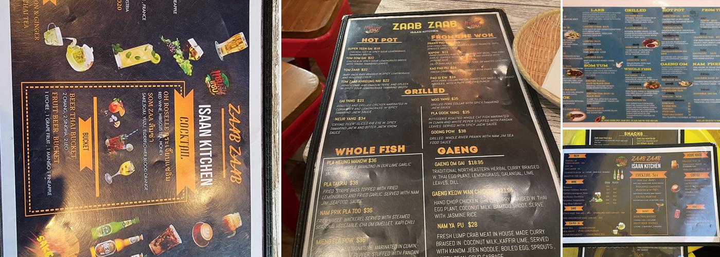 Zaab Zaab Menu