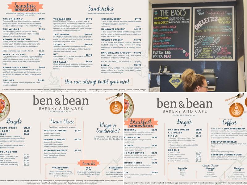 Ben & Bean Bakery and Café Menu