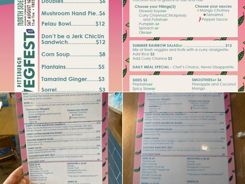 ShadoBeni - Trinidadian Vegan Cuisine Menu