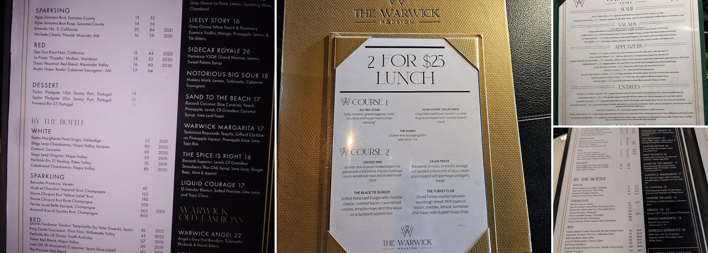 The Warwick Menu