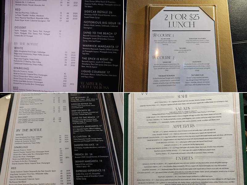 The Warwick Menu