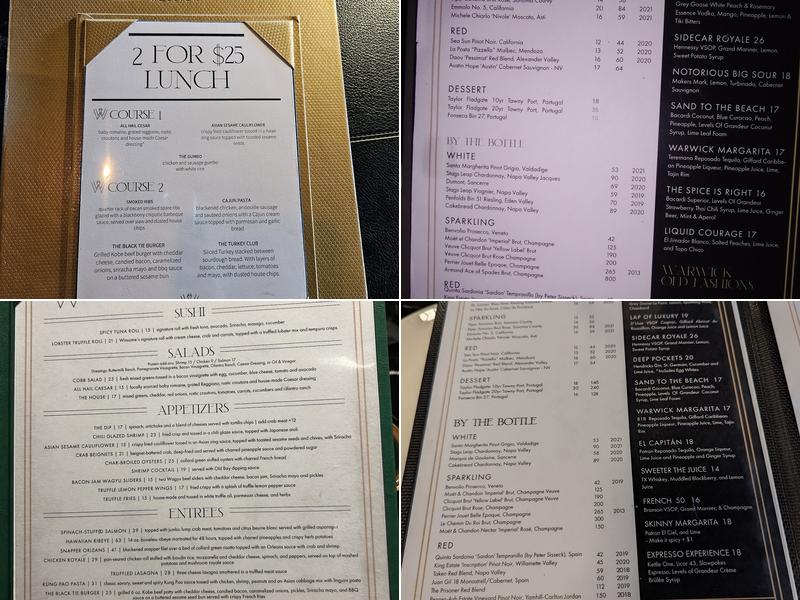 The Warwick Menu