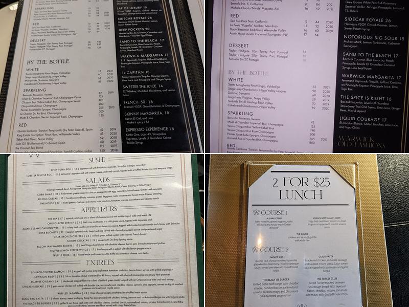 The Warwick Menu