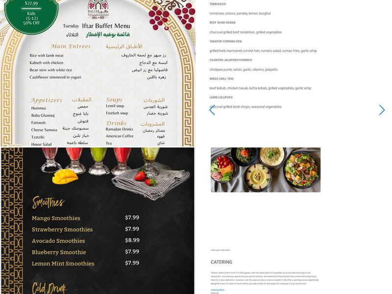 Tarator Mediterranean Grill Menu