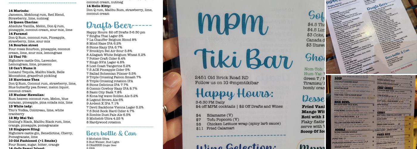 MPM Tiki & Sports Bar Menu