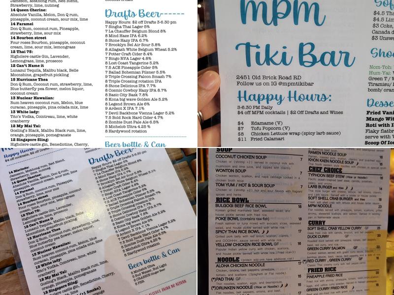 MPM Tiki & Sports Bar Menu