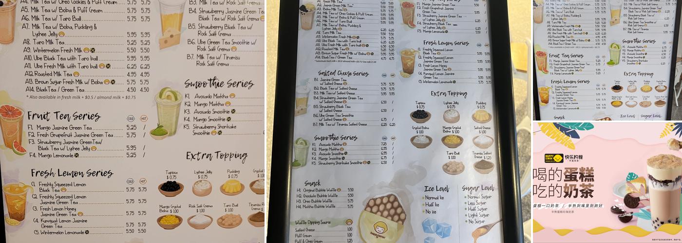 Happy Lemon Lynnwood Menu