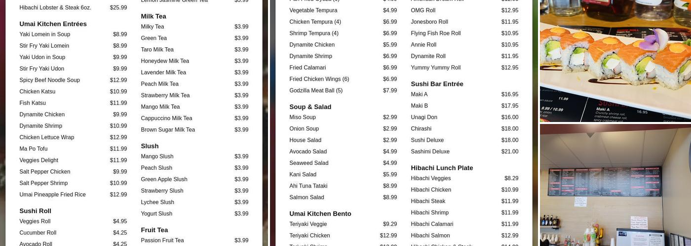 Umai Hibachi & Sushi Menu