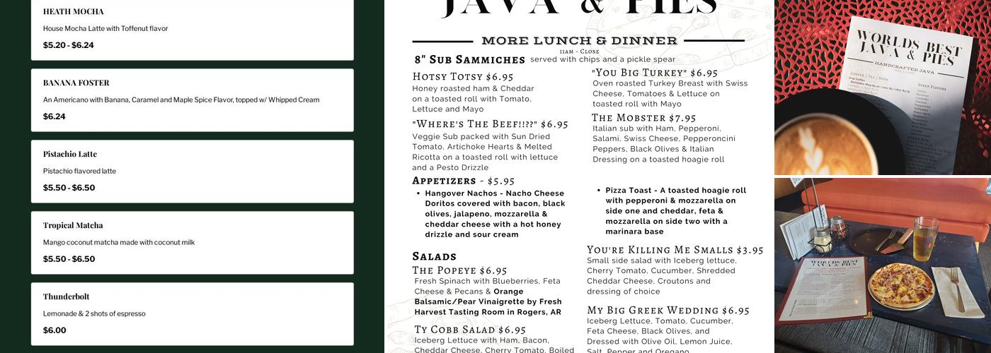 World's Best Java & Pies Menu
