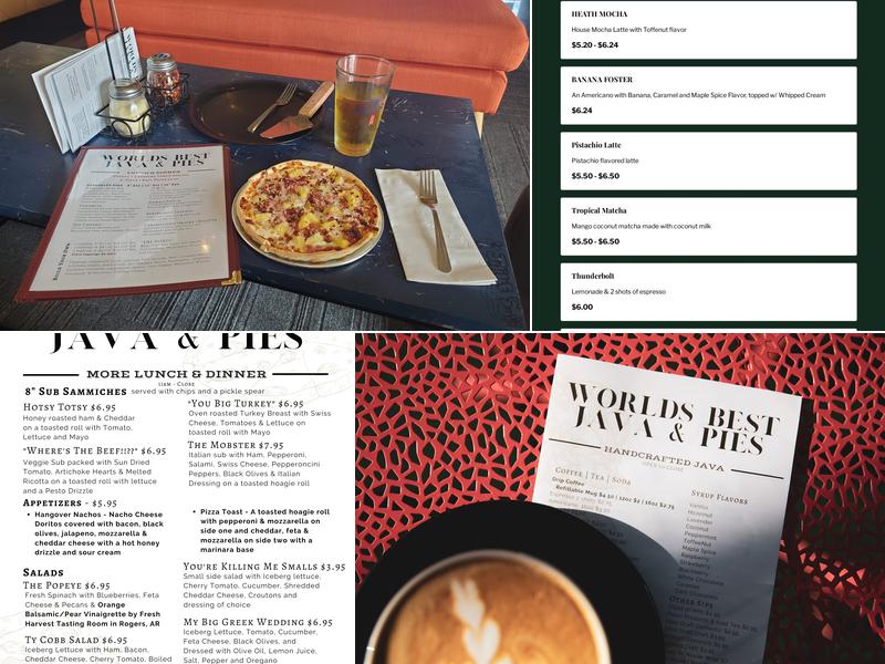 World's Best Java & Pies Menu