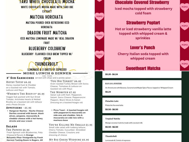 World's Best Java & Pies Menu