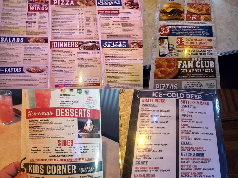 Bubba's 33 Menu