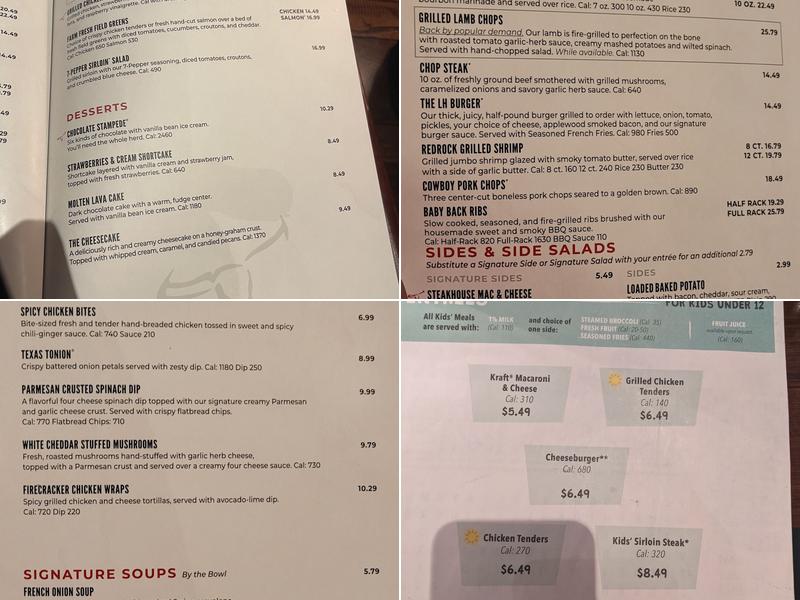 LongHorn Steakhouse Menu