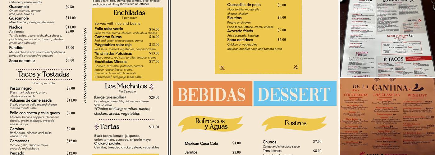 Cantina la Martina Menu