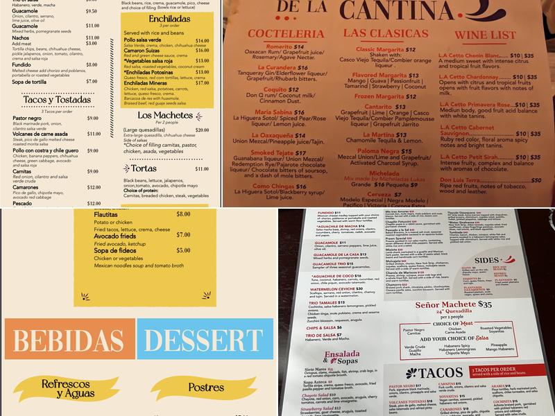 Cantina la Martina Menu
