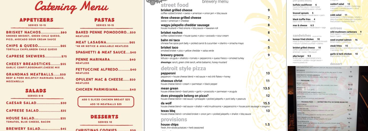 Progress Pizza Menu