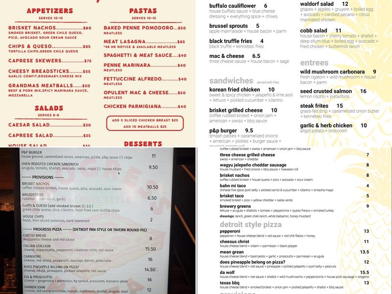Progress Pizza Menu
