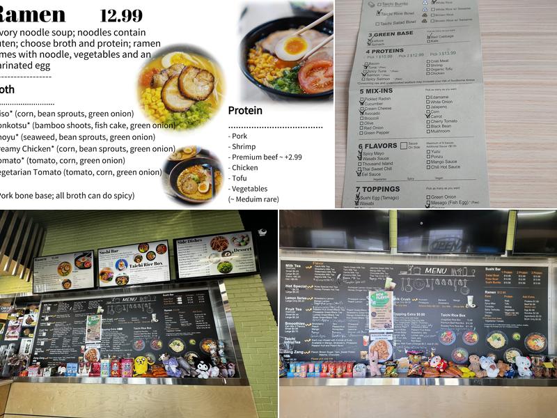 TAICHI BOBA TEA, Poke, Sushi and Ramen Menu