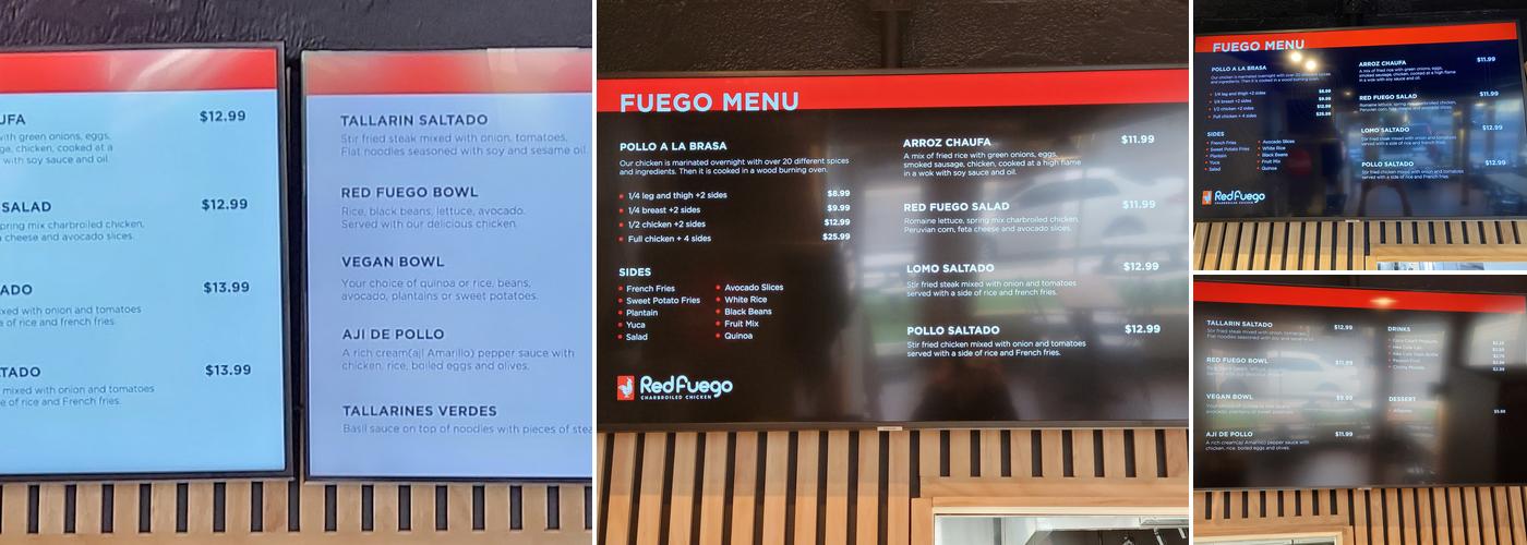 Red Fuego Menu