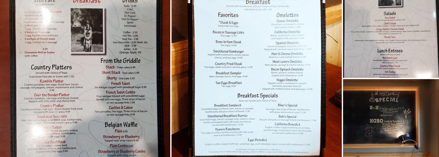 Ramblin Roads Menu