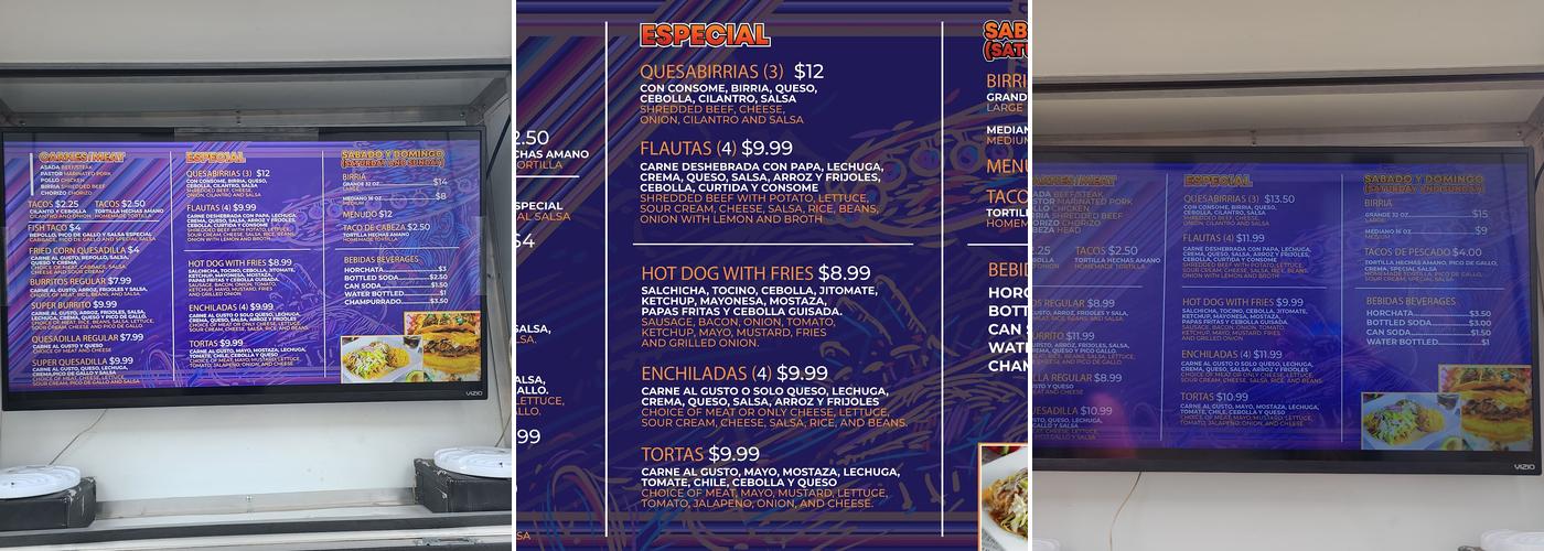 Tacos Guadalajara 831 Menu