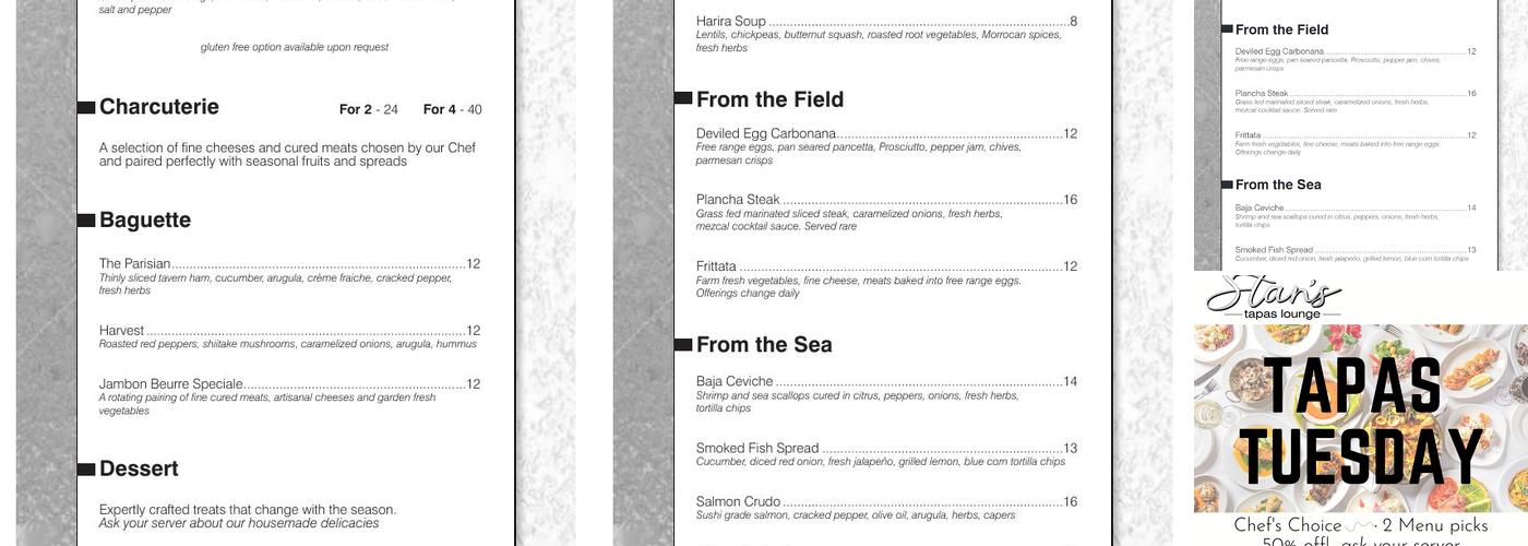 Stan's Tapas Lounge Menu