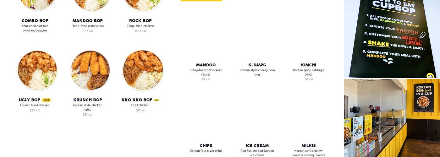 Cupbop - Korean BBQ in a Cup Menu