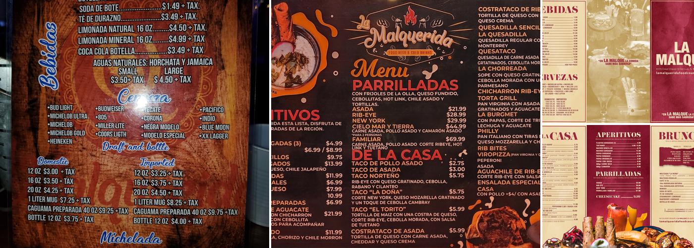 La malquerida Menu