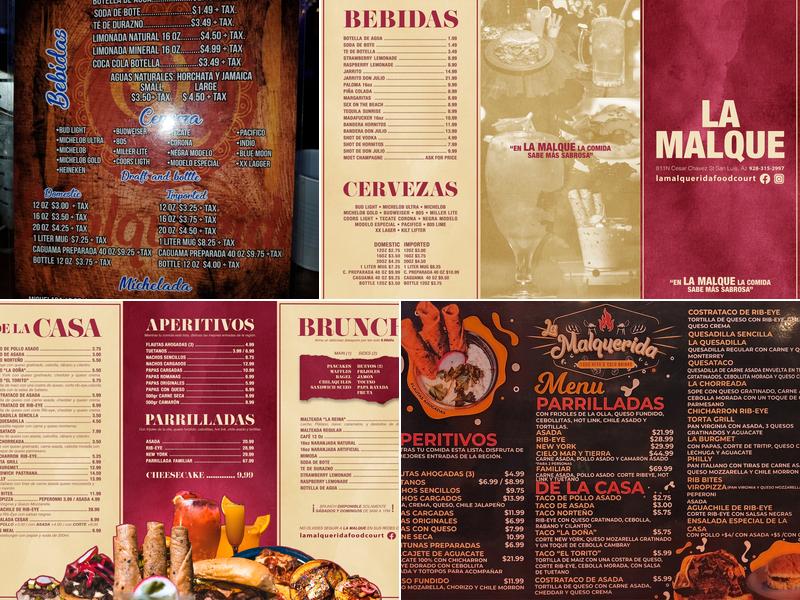 La malquerida Menu