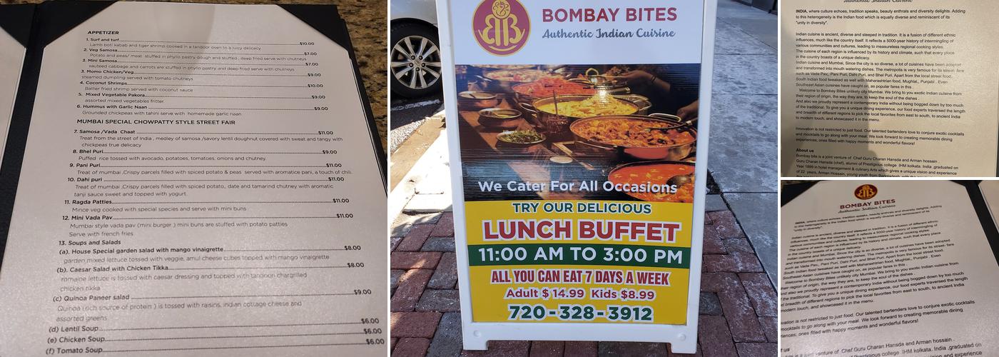 Bombay Bites Menu