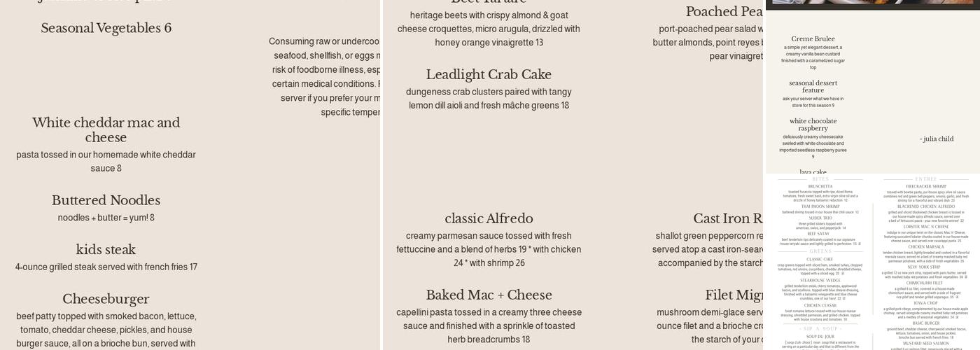 Leadlight Menu