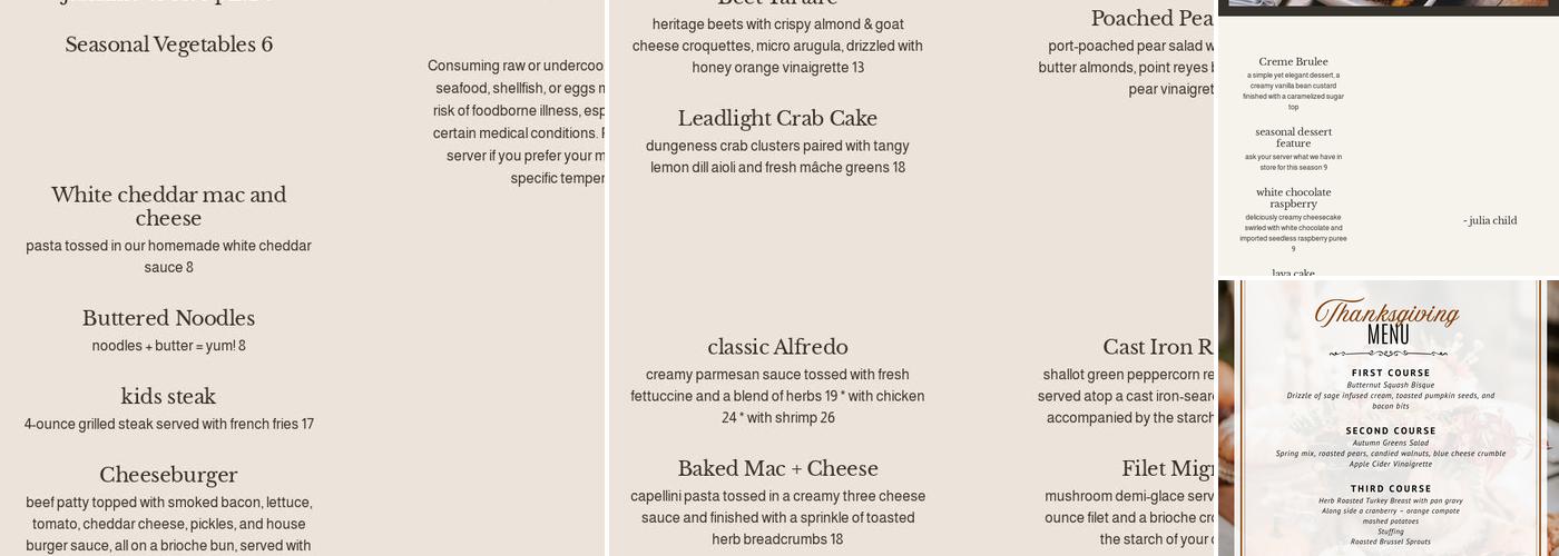 Leadlight Menu