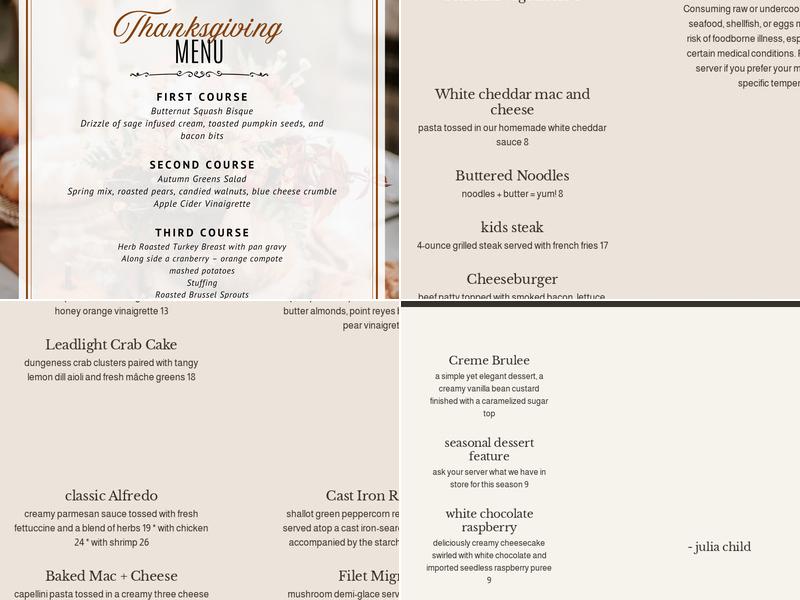 Leadlight Menu