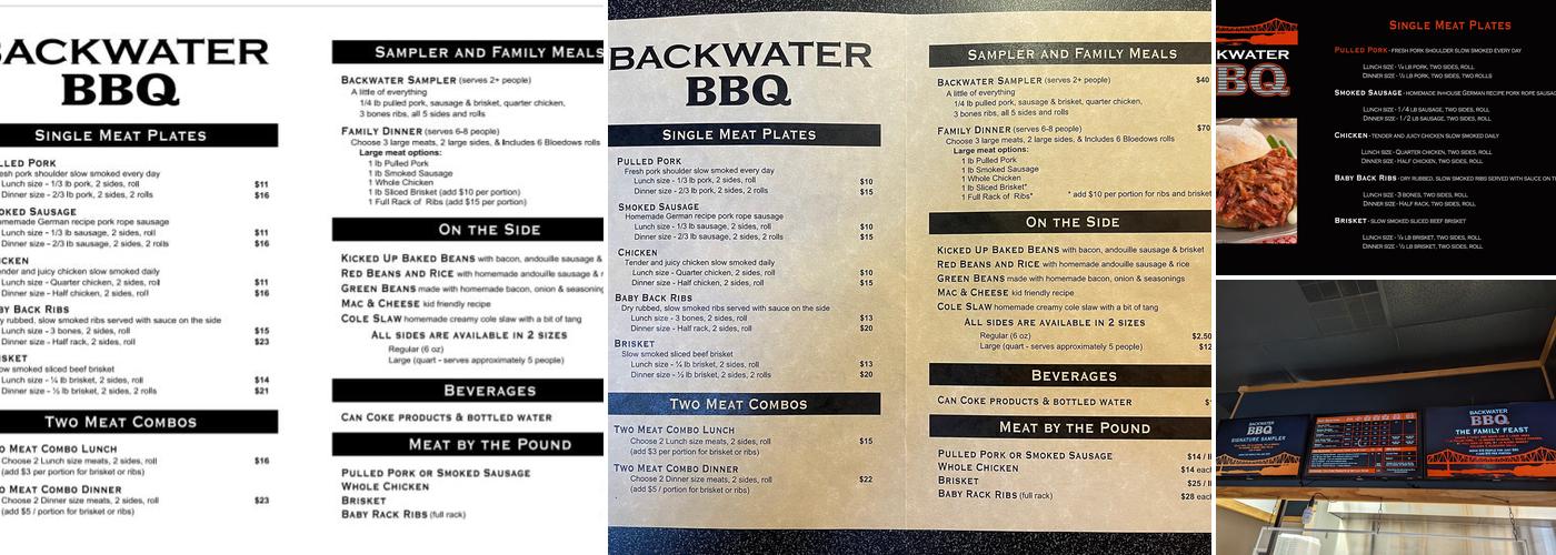 Backwater BBQ Menu