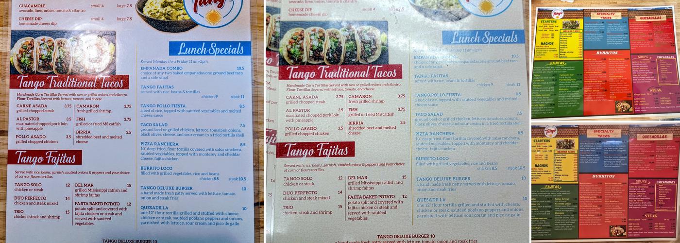 Tango Empanadas & Tacos Menu