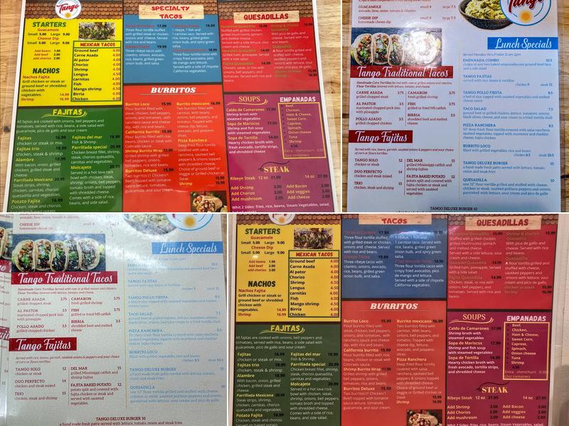 Tango Empanadas & Tacos Menu