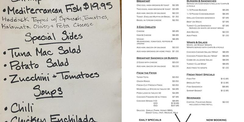 Groff's Cafe on the Green Menu